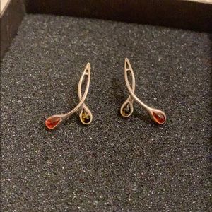 Sterling silver amber earrings